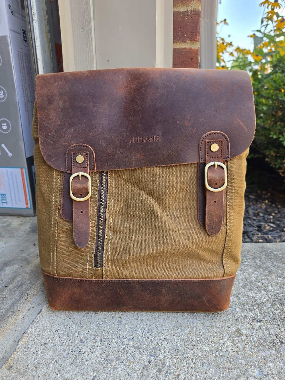 Photography And Laptop Brown Canvas & Leather Backpack